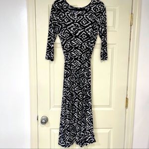Navy and white A-line tie waist dress, size L